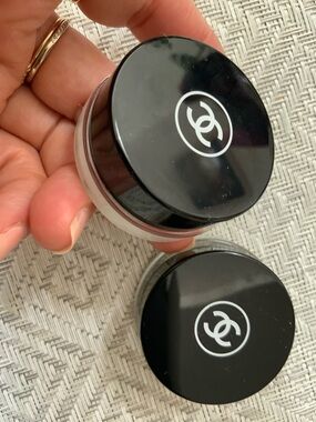 TWO Empty Chanel Glass Travel Dram Jar for Skincare/Makeup 1.5” in Diameter